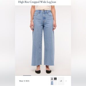 Abercrombie & Fitch High Rise Cropped Wide Leg Jeans - Light Blue